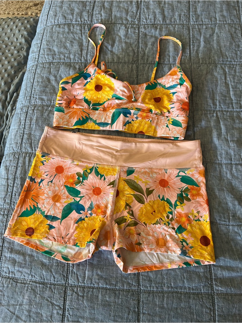 Floral Pink & Yellow Women's Swimsuit Set